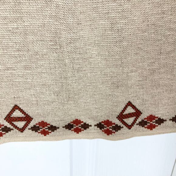Vintage CAL KNITS Sweater Tunic Vest Cape Poncho M Aztec Western Folk Native - Picture 9 of 12